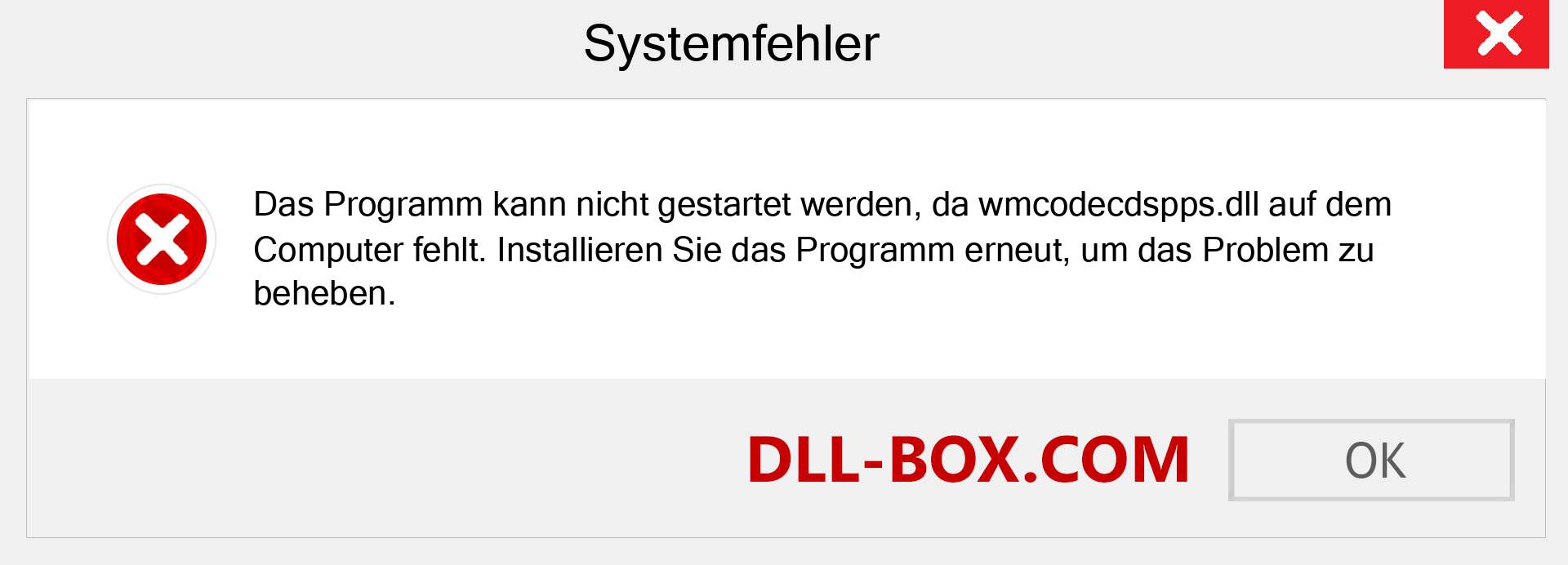 wmcodecdspps.dll-Datei fehlt?. Download für Windows 7, 8, 10 - Fix wmcodecdspps dll Missing Error unter Windows, Fotos, Bildern