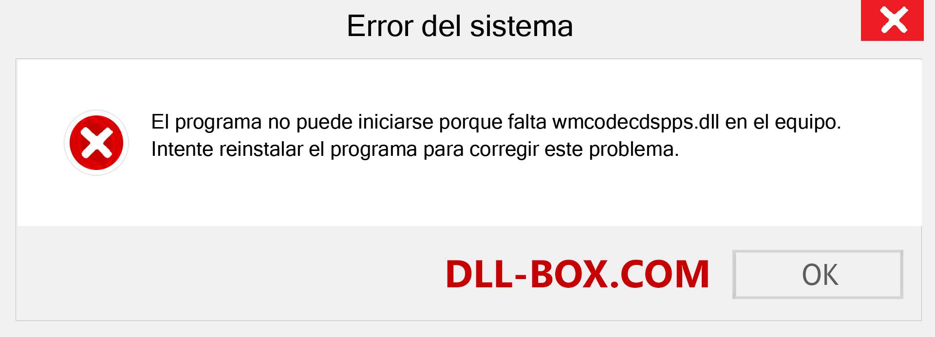 ¿Falta el archivo wmcodecdspps.dll ?. Descargar para Windows 7, 8, 10 - Corregir wmcodecdspps dll Missing Error en Windows, fotos, imágenes